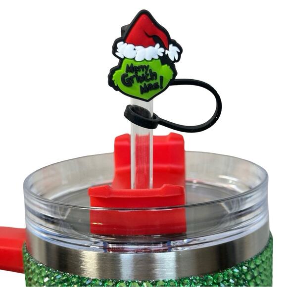 #66 Christmas Mean one Straw Topper: Silicone Straw Charm Merry Grinchmas $6 - Picture 6 of 8